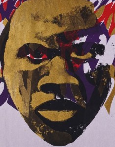 Detail showing tusche and glue portion of "Nation Time II," 1971