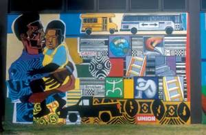 Urban World at the Crossroads, 1997, acrylic on brick, by Bernard Williams and John Pitman Weber. (Photo: CPAG)