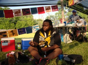 Rashaun Harris of Hush House at Compass picnic following the 2010 US Social Forum in Detroit (Photo by Claire Pentecost)