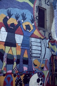 Rip-Off Alley/Universal Alley. Detail: Rip-off. Photo by Mark Rogovin, Public Art Workshop Mural Archive.