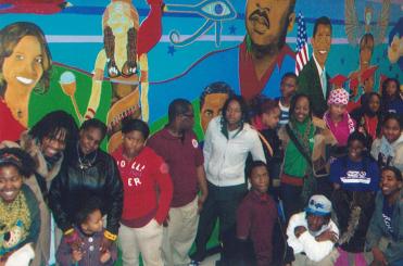 Mural with students at Harper High School